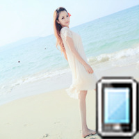 iPhone图标海边女生_www.qqtu8.net